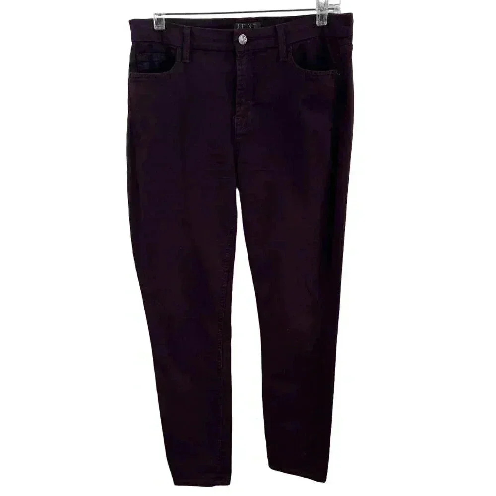 JEN7 by 7 For All Mankind Ankle Skinny Jeans Size 8 Sateen Brushed Purple Hippie